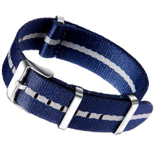 Correa Militar Gruesa "Seatbelt" Azul Blanco