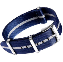 Correa Militar Gruesa "Seatbelt" Azul Blanco