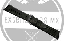 Correa Racing Clásica Piel Negra Costura Blanca