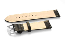 Correa Clásica Piel Negra Costura Blanca