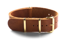 Correa Militar Clásica Piel Café Roble Hardware Dorado