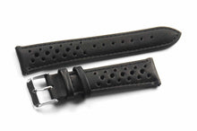 Correa Racing Clásica Piel Negra Costura Negra