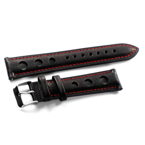 Correa Rally Negra Costura Roja