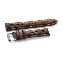 Correa Rally Café Costura Blanca