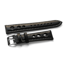 Correa Rally Negra Costura Blanca